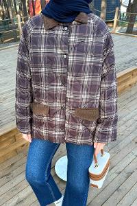 Brown Shirt Collar Long Arm Coat