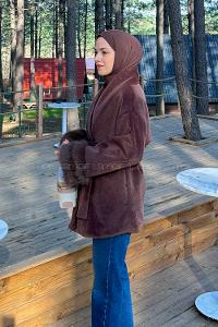 Bitter Brown Normal Neck Long Arm Coat