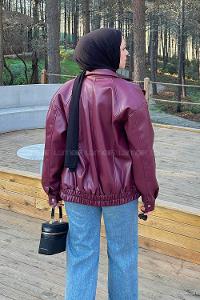 Claret Red Neckband Long Arm Coat