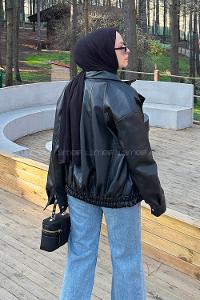 Black Neckband Long Arm Coat