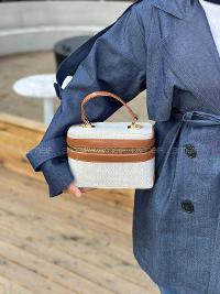 Lamelif Zara Model Hasır Sert Kutu El ve Omuz Çantası Taba