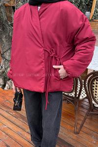 Claret Red Neckband Long Arm Coat