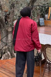 Claret Red Neckband Long Arm Coat