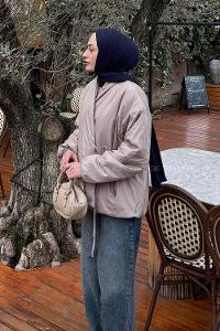 Stone Neckband Long Arm Coat