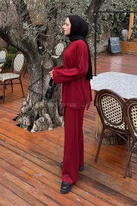 Lamelif Bağlama Detaylı Oysho Takım Açık Bordo