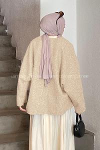 Cream V Neck Long Arm Coat