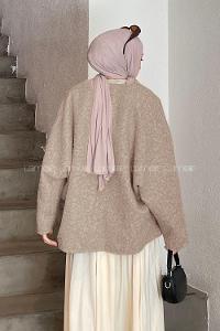 Lamelif Bağlamalı Kaşe Mont Taş