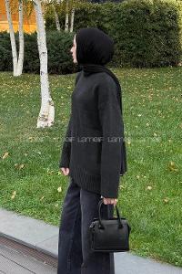 Lamelif Balıkçı Yaka Kazak Koyu Gri