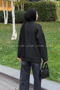 Lamelif Balıkçı Yaka Kazak Koyu Gri