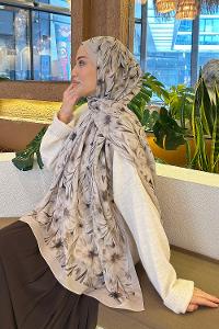 Lamelif Daisy Flowers Desen Pamuk Şal Bej