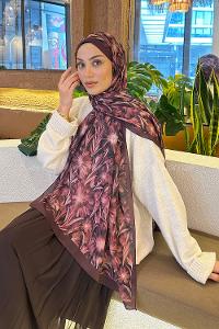 Lamelif Daisy Flowers Desen Pamuk Şal Koyu Bordo