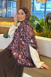 Lamelif Daisy Flowers Desen Pamuk Şal Mürdüm