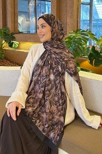 Lamelif Daisy Flowers Desen Pamuk Şal Sütlü Kahve