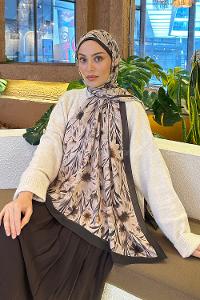 Lamelif Daisy Flowers Desen Pamuk Şal Vizon