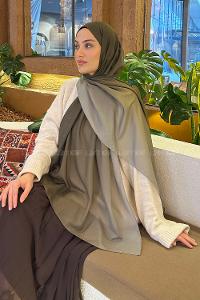 Lamelif Degrade Desen Soft Şal Asker Yeşili