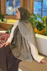 Lamelif Degrade Desen Soft Şal Asker Yeşili