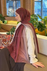 Lamelif Degrade Desen Soft Şal Bordo