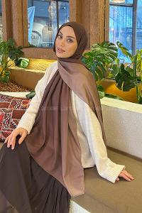 Lamelif Degrade Desen Soft Şal Çikolata Kahve