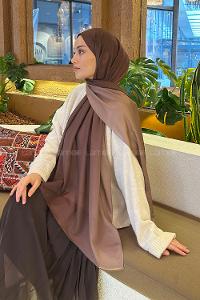 Lamelif Degrade Desen Soft Şal Çikolata Kahve