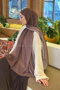 Lamelif Degrade Desen Soft Şal Kahverengi