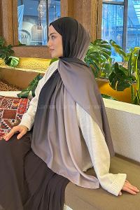 Lamelif Degrade Desen Soft Şal Siyah Taş