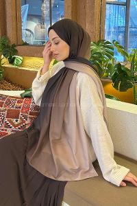 Lamelif Degrade Desen Soft Şal Siyah Toprak