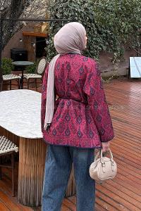 Claret Red Crew Neck Long Arm Polyester Jacket