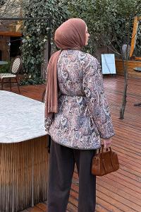 Khaki Crew Neck Long Arm Polyester Jacket