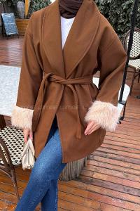 Bitter Brown Normal Neck Long Arm Coat
