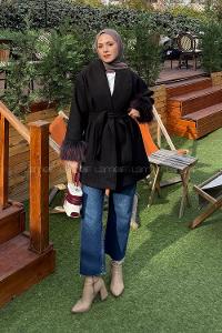 Black Normal Neck Long Arm Coat