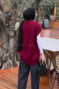 Lamelif Ön Kavis Detaylı Süveter Bordo