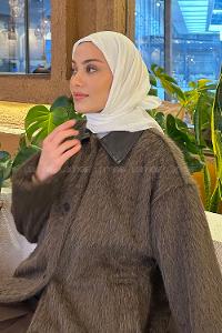 Lamelif Comfort Pamuk Eşarp Kırık  Beyaz