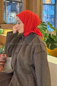 Lamelif Comfort Pamuk Eşarp Kırmızı