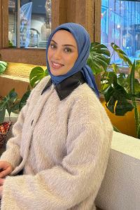 Lamelif Comfort Pamuk Eşarp Kot Mavisi