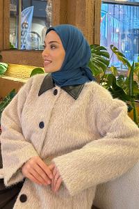 Lamelif Comfort Pamuk Eşarp Petrol Mavisi