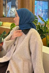 Lamelif Comfort Pamuk Eşarp Petrol Mavisi