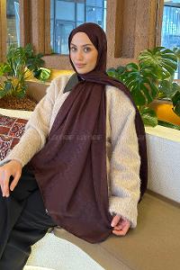 Lamelif  Bloom Desen Ayrobin Floş Jakar  Şal Acı Bordo