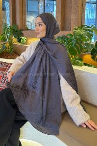 Lamelif  G Desen Ayrobin Floş Jakar  Şal Antrasit