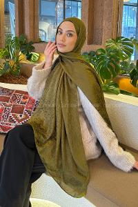 Lamelif  G Desen Ayrobin Floş Jakar  Şal Asker Yeşili