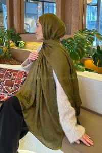 Lamelif  G Desen Ayrobin Floş Jakar  Şal Asker Yeşili