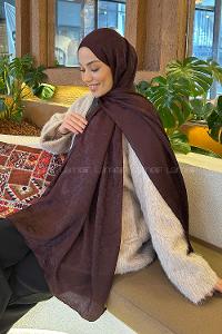 Lamelif  G Desen Ayrobin Floş Jakar  Şal Koyu Bordo