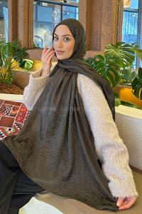 Lamelif  G Desen Ayrobin Floş Jakar  Şal Koyu Yeşil