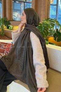 Lamelif  G Desen Ayrobin Floş Jakar  Şal Koyu Yeşil