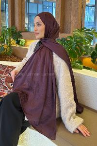 Lamelif  G Desen Ayrobin Floş Jakar  Şal Mürdüm