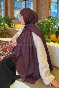 Lamelif  G Desen Ayrobin Floş Jakar  Şal Mürdüm