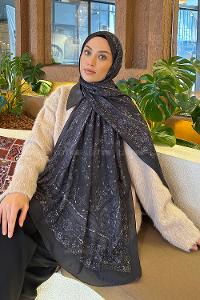 Lamelif Retro Desen Bambu Şal Antrasit