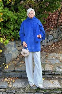 Lamelif Atkılı Peluş Mont Mor