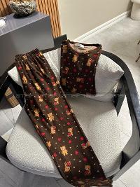 Brown-1 Crew Neck Long Arm Without Accessories Combed Fabric Regular Trousers Comfortable Suit