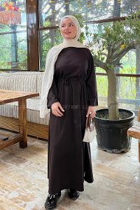 Brown Crew Neck Cotton Lycra Dresess