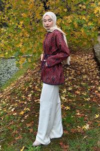 Claret Red Crew Neck Long Arm Polyester Jacket